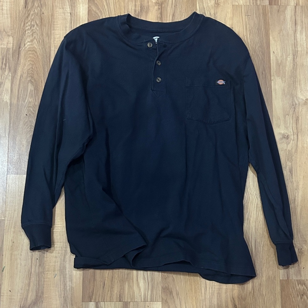 Dickies Dark Blue Long Sleeve Henley Shirt